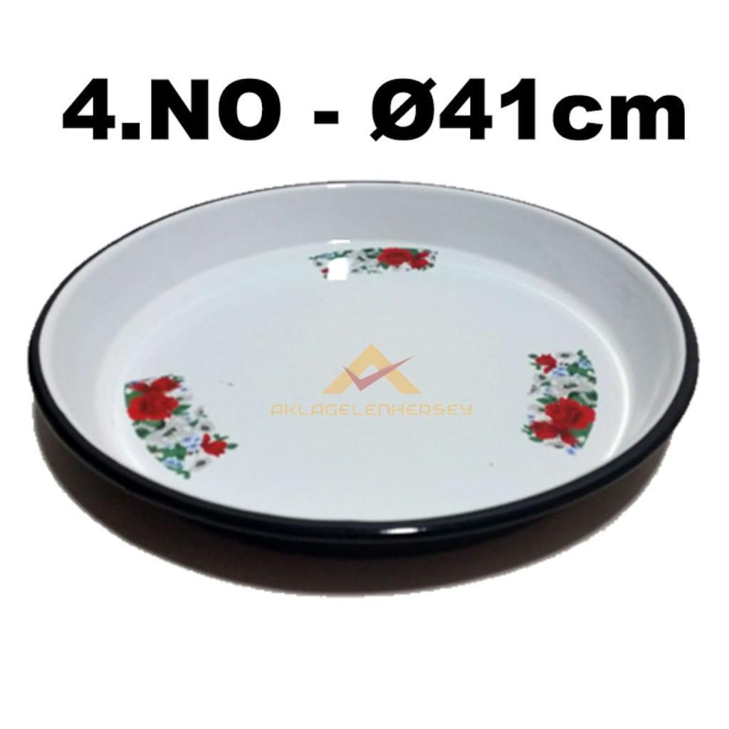 YUVARLAK ÇİÇEK DESENLİ EMAYE YÜKSEK KENARLI ÇİNKO FIRIN TEPSİSİ 41 cm çap