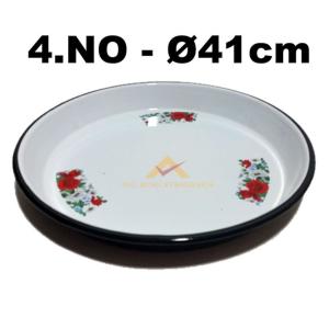 YUVARLAK ÇİÇEK DESENLİ EMAYE YÜKSEK KENARLI ÇİNKO FIRIN TEPSİSİ 41 cm çap
