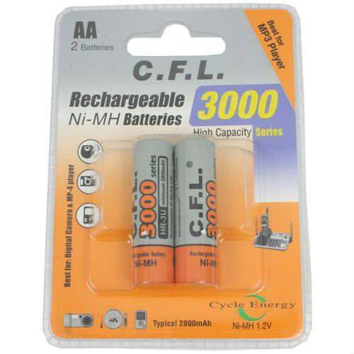 2 Adet CFL 3000 Mah Aa Şarjlı Kalem Pil Blister