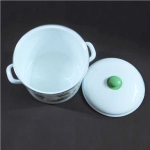 Emaye Deppot Tencere 24 cm Desenli Emaye Beyaz Derin Emaye Tencere