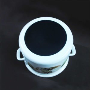 Emaye Deppot Tencere 24 cm Desenli Emaye Beyaz Derin Emaye Tencere