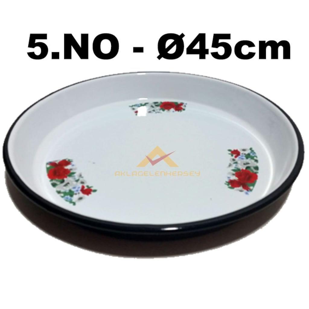 YUVARLAK ÇİÇEK DESENLİ EMAYE YÜKSEK KENARLI ÇİNKO FIRIN TEPSİSİ 45 cm çap