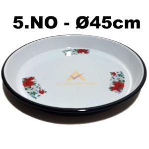 YUVARLAK ÇİÇEK DESENLİ EMAYE YÜKSEK KENARLI ÇİNKO FIRIN TEPSİSİ 45 cm çap