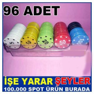 96 Adet Yüksek Kalite Plastik Poker Oyun Fişi