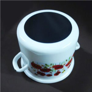 Emaye Deppot Tencere 18 cm Çapında Desenli Beyaz Emaye Tencere - Derin Emaye Tencere