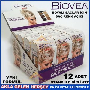 12 ADET BİOVEA BOYALI SAÇLAR İÇİN SAÇ RENK AÇICI