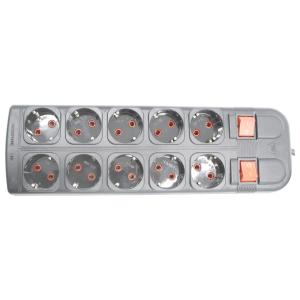 Sistem 2000 Uzatma Kablosu 10lu Grup Priz 5+5 Birbirinden Bağımsız 2 metre Kablolu Anahtarlı ADSL girişli