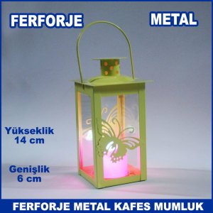 Motifli Ferforje Metal Kafes Mumluk - Tea Light Mumluk - Kafes Mumluk - Dekoratif Mumluk