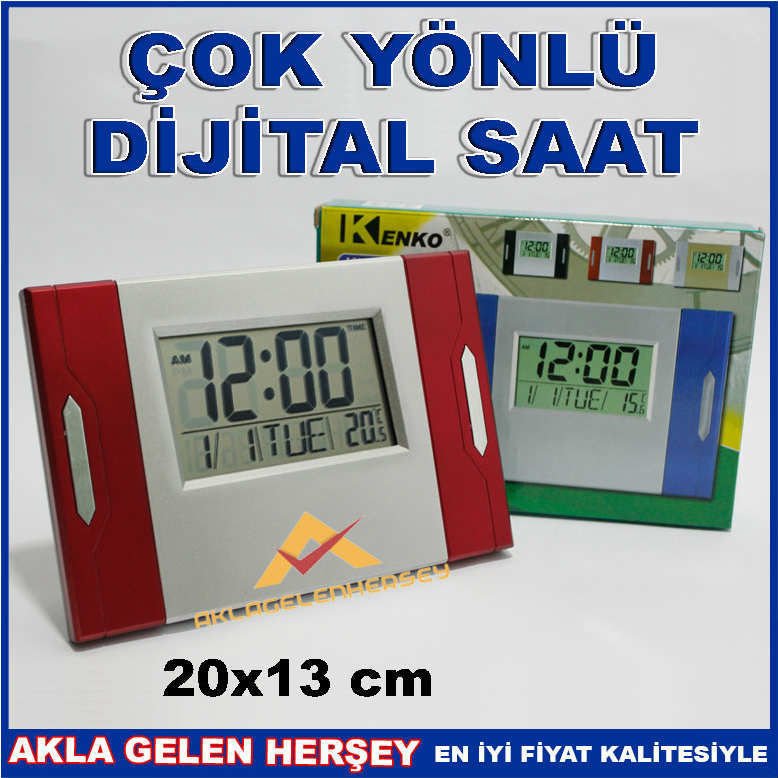DİJİTAL TERMOMETRE'Lİ LCD DUVAR VE MASA SAATİ