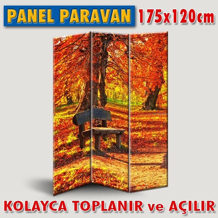 GÖRSELLİ KATLANIR PANEL BÖLME SİSTEMİ-SONBAHAR PARKTA YAPRAKLAR