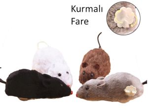 Kurmalı Kedi Eğitim Oyuncağı Tüylü Fare