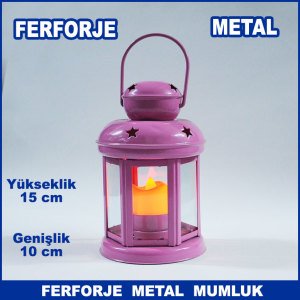 Motifli Ferforje Metal Kafes Mumluk - Tea Light Mumluk - Kafes Mumluk - Dekoratif Mumluk 15x10cm