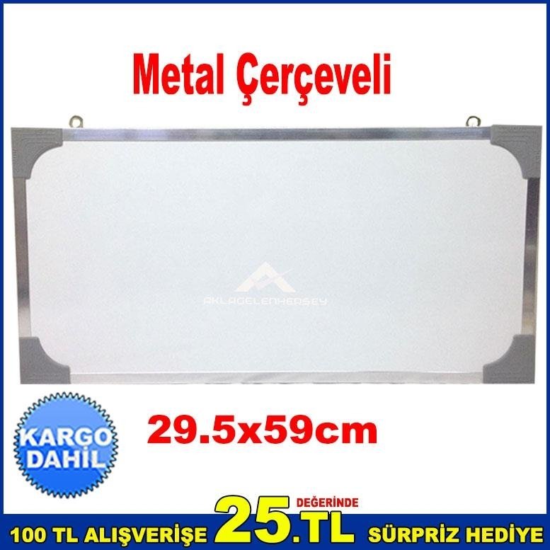 Metal Çerçeveli Yazı Tahtası Duvara Asılabilir 29.5x59cm Ebatında