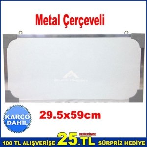 Metal Çerçeveli Yazı Tahtası Duvara Asılabilir 29.5x59cm Ebatında