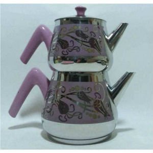 Mücevher Kalitesinde Çaydanlık Seti Akdeniz Dolphin Aile Boyu Büyük Boy Desenli Çelik Çaydanlık Seti