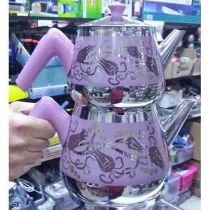 Mücevher Kalitesinde Çaydanlık Seti Akdeniz Dolphin Aile Boyu Büyük Boy Desenli Çelik Çaydanlık Seti