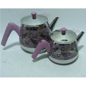 Mücevher Kalitesinde Çaydanlık Seti Akdeniz Dolphin Aile Boyu Büyük Boy Desenli Çelik Çaydanlık Seti