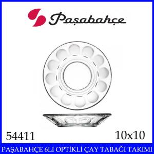 Paşabahçe 6lı Optik Çay Tabağa Takımı 54411 Kaliteli Cam Ürün 