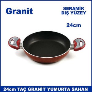 Seramik Dış Yüzey 24cm Taç Granit Yumurta Sahan - Eşit Isı Dağılımı 1. Kalite Granit Yumurta Tavası
