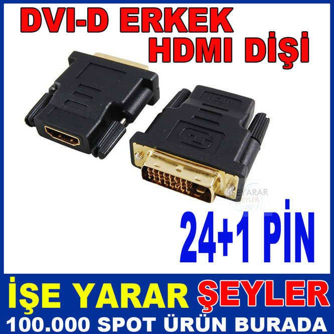 24+1 PİN ERKEK DVI-D HDMI DİŞİ DÖNÜŞÜM ADAPTÖRÜ