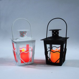 Kalp Desenli Ferforje Metal Mumluk - Tea Light Mumluk - Kafes Mumluk - Dekoratif Mumluk 11x7 cm