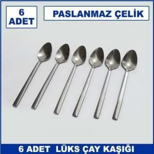 6 Adet Lüks Düz Sade Model Paslanmaz Çelik Rostfrei Çay Kaşığı
