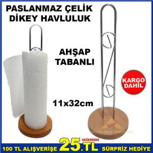 AHŞAP TABANLI PASLANMAZ ÇELİK DİKEY HAVLULUK KD