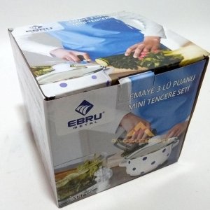 3lü PUANLI CAM KAPAKLI MİNİ EMAYE TENCERE SETİ