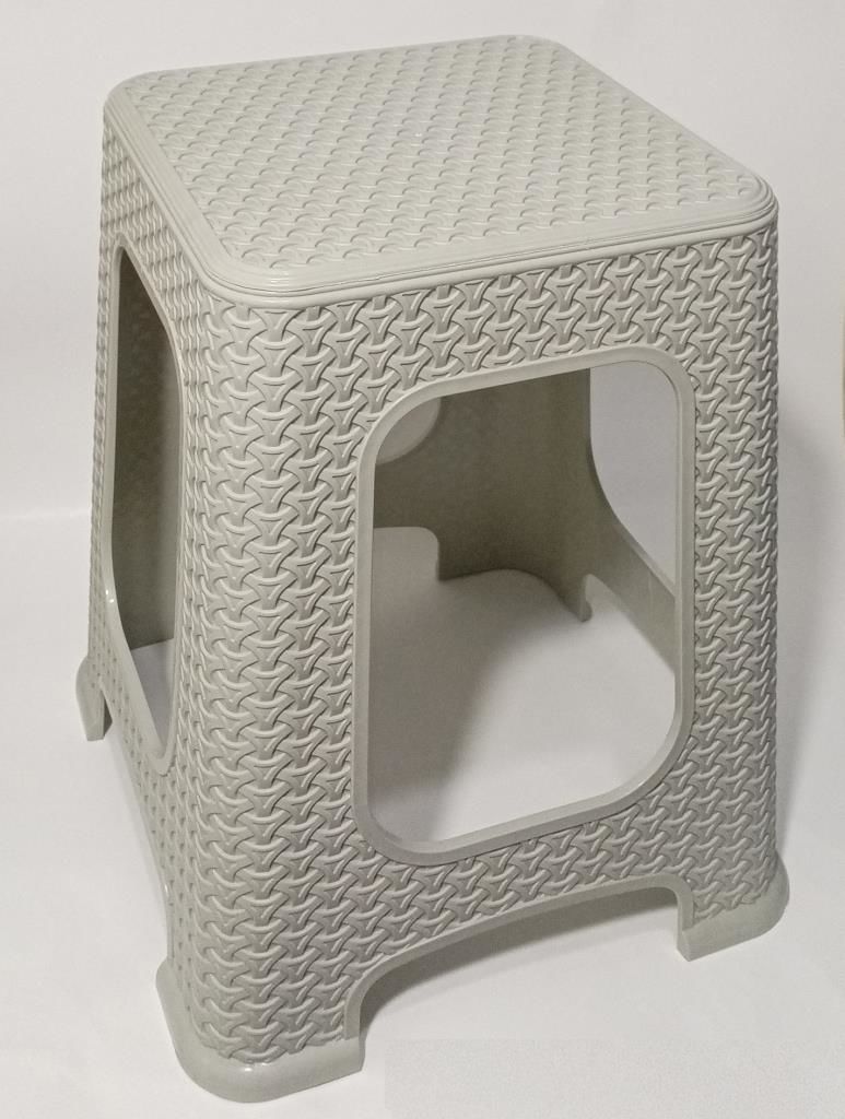 Kir Tutmaz 45cm Tabure BejGri Hasır Örgü Yemek Masasına Uygun Boyda Oturak Alt Kuşaklı Sağlam Dizayn