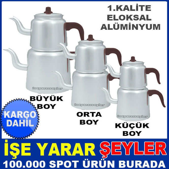 Lezzetli çayın gerçek tadı alüminyum çaydanlıkla yaşanır KLASİK MODEL ORTA BOY ALÜMİNYUM ÇAYDANLIK