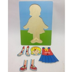 8 Parçadan Oluşan İnsan Vücudu Puzzle'ı Ahşap 22x30cm Eğitici