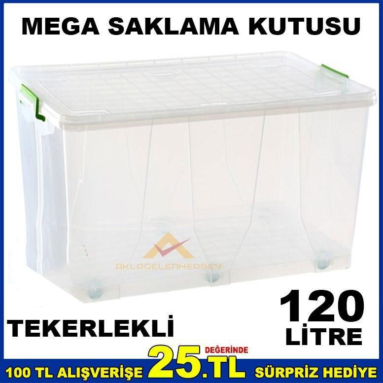 TEKERLEKLİ KAPAKLI EN BÜYÜK BOY 120 LT SAKLAMA KUTUSU 42x52x80cm
