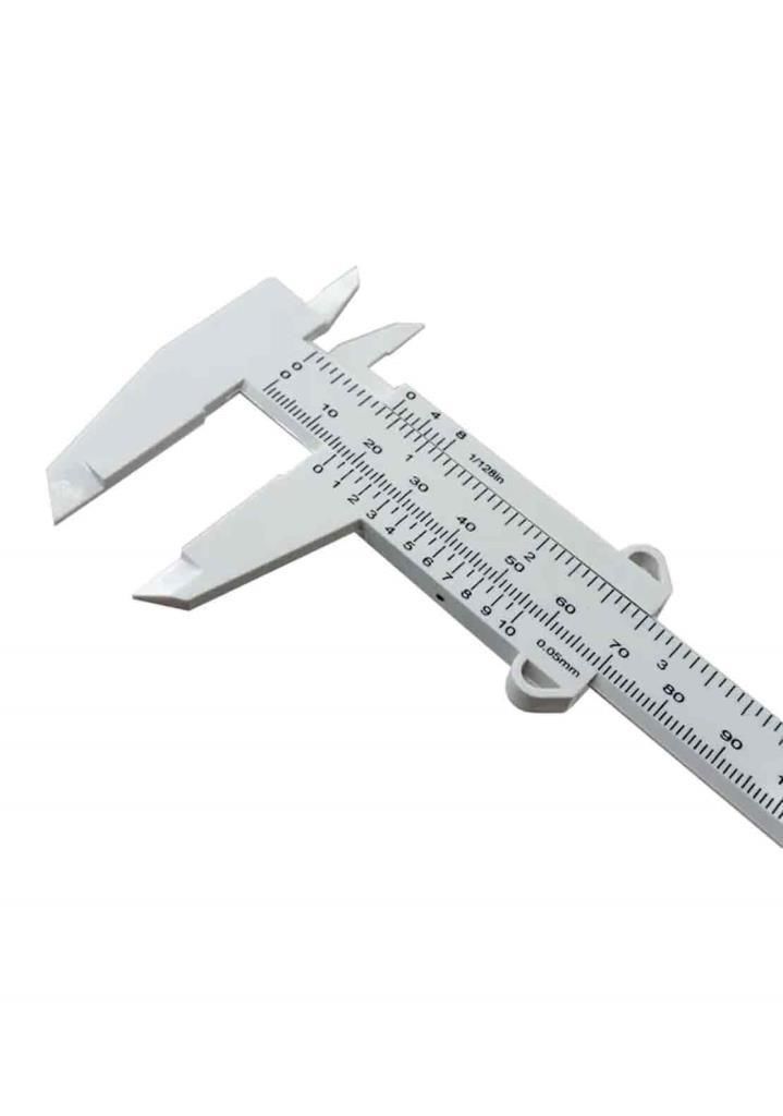 Kırılmayan Plastikten 150mm Beyaz Kumpas Hassas Mekanik Kalınlık Derinlik Çap Ölçer