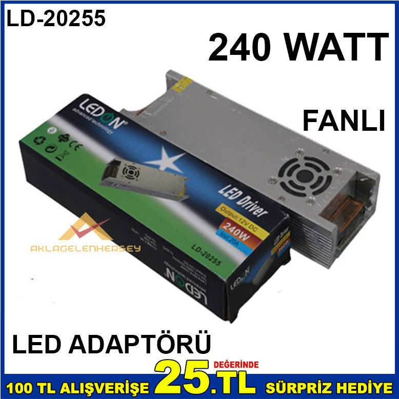 240 WATT 12,5 AMPER SLİM METAL KASA LED ADAPTÖR