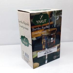 Bambu Kapaklı Cam Bitki Çayı ile Kahve Filtre French Press 350 ml