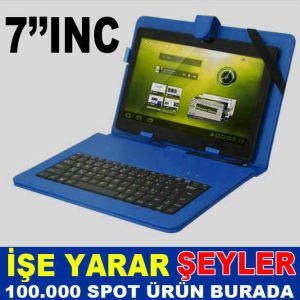 7'' INÇ TÜRKÇE KLAVYELİ MAVİ TABLET KILIFI
