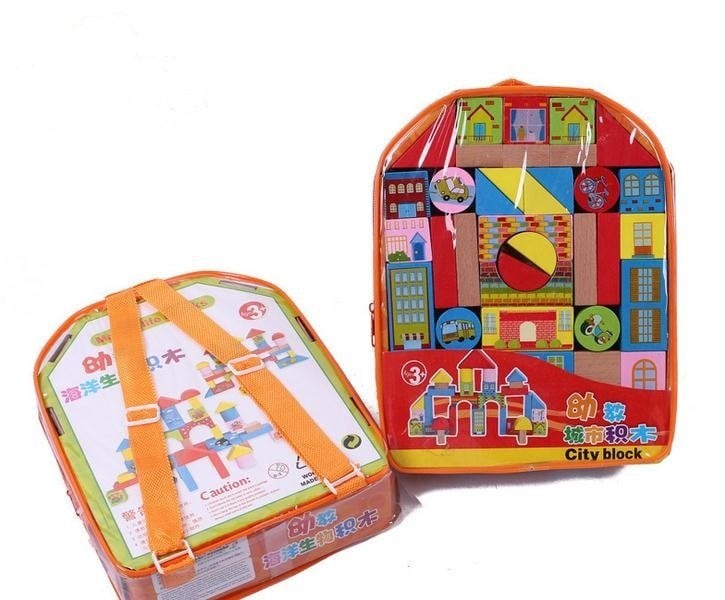 36 Parça Çantalı Ahşap Şehir Blokları Oyuncak