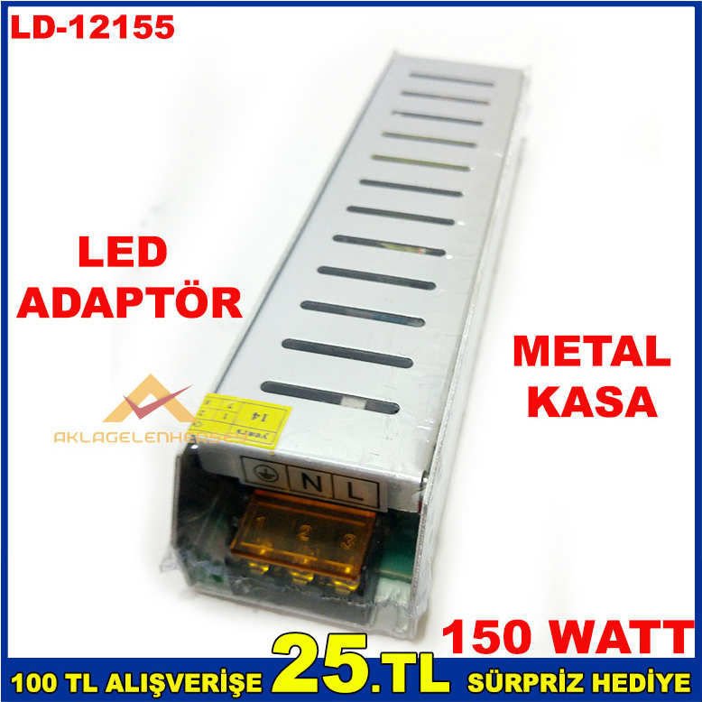 150 WATT 12,5 AMPER SLİM METAL KASA LED ADAPTÖR