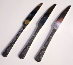 Paslanmaz Çelik Boncuk md22cm Yemek Bıçağı 3 adet Orta Kalite Bıçak Günlük Kullanım için Sofra Seti