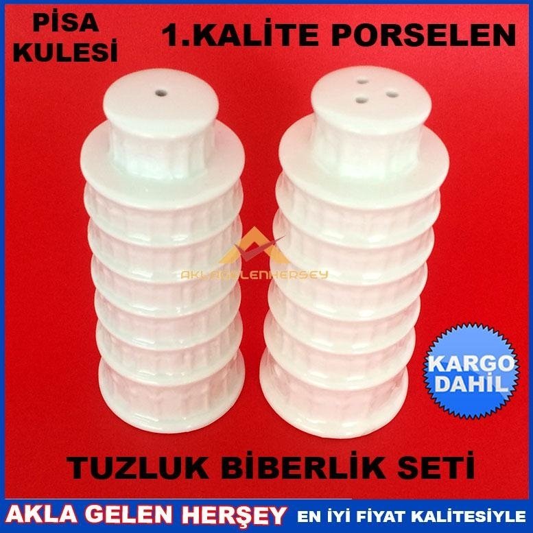 Ücretsiz Kargo PİSA KULESİ MODEL PORSELEN TUZLUK BİBERLİK SETİ