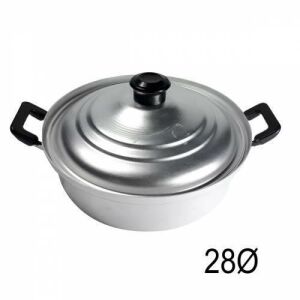 28 Cm Kapaklı Saplı Alüminyum Natural Tencere Yerli Üretim