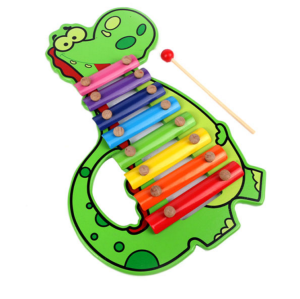 Dinozor Figürlü 8 Tuşlu Renkli Ahşap Oyuncak Ksilofon