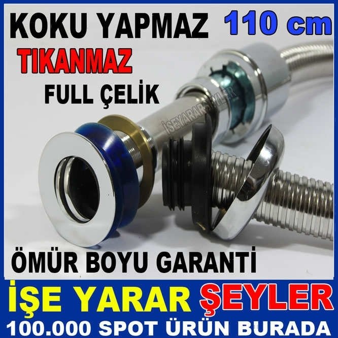 KOKU YAPMAYAN SİFON FULL ÇELİK KOMPLE LAVABO SİFONU 110cm ÇELİK BORU KOMPLE ÇELİK BAĞLANTI PARÇALARI