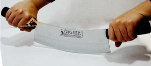 PASLANMAZ ÇELİK PROFESYONEL ÇİFT KOLLU ZIRH BIÇAĞI ADANA-URFA KEBAP USTASI DövmeÇelik ZIRH DOĞRAYICI