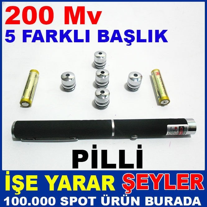 200 Mv 5 BAŞLIKLI KIRMIZI LASER POİNT LAZER