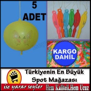 5 ADET  ŞEKİLLİ LASTİKLİ ZIP ZIP PUNCH BALON KD