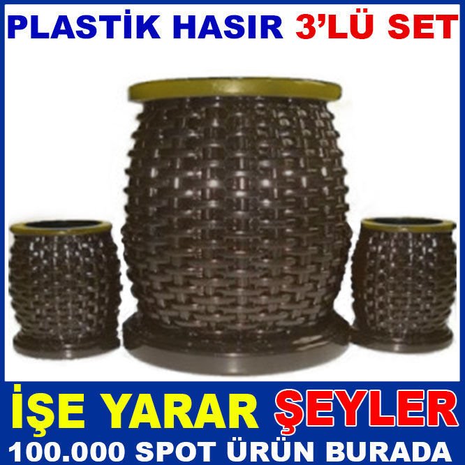 DEKORATİF PLASTİK HASIR 3'LÜ SET ŞIK KAŞIKLIK