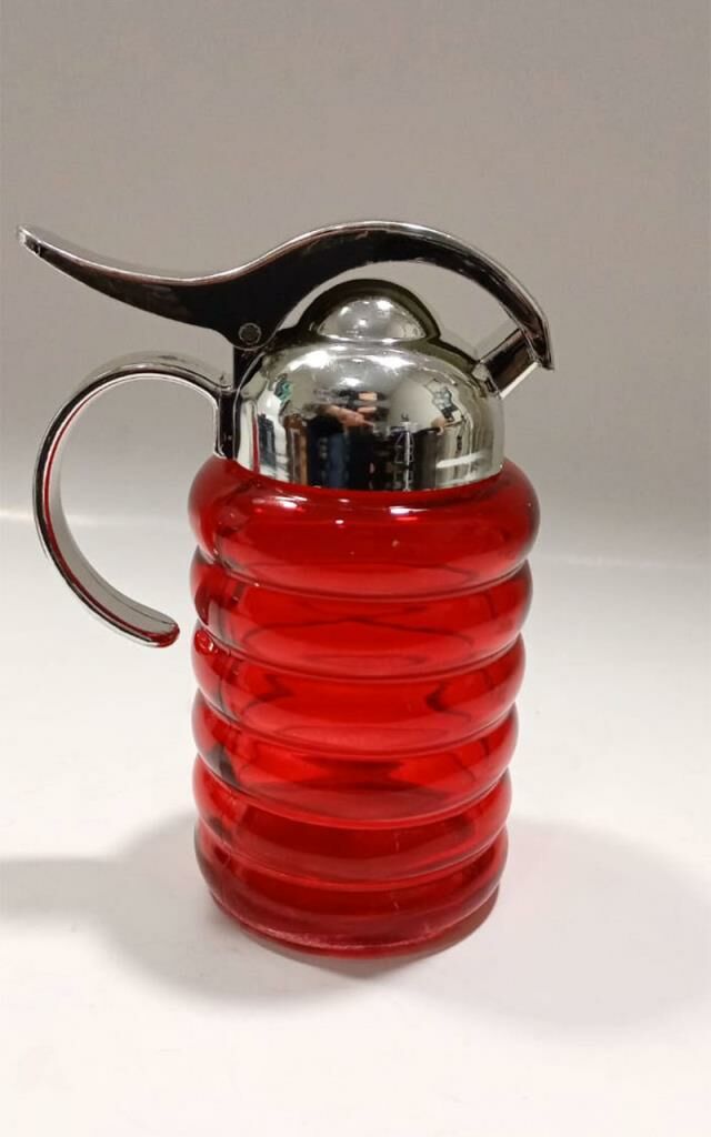 250cc Kırmızı Doğal Renkli Cam Şekerlik veya Yağdanlık