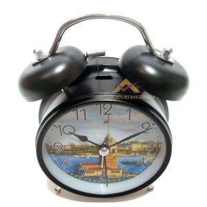 İSTANBUL RESİMLİ METALGÖVDELİ ALARMLI MASA SAATİ
