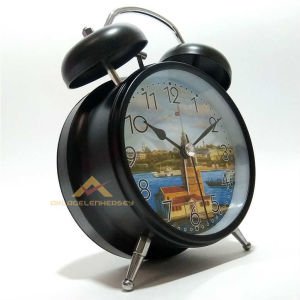 İSTANBUL RESİMLİ METALGÖVDELİ ALARMLI MASA SAATİ